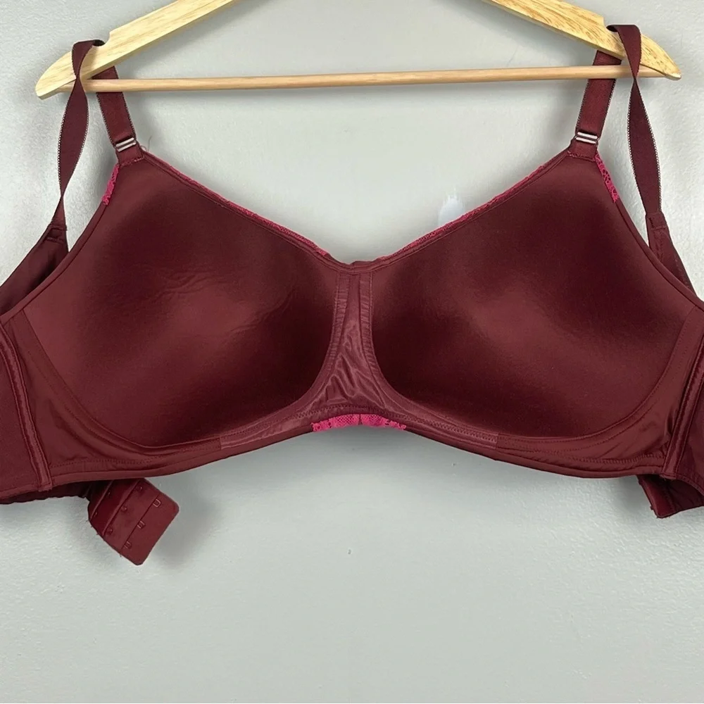 Torrid burgundy & pink Dream Wire-Free Lightly Lined Bra, 42D.